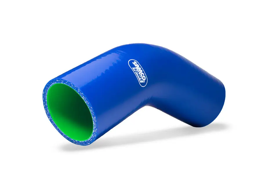 Vysoce Kvalitní Samco Sport ProFuel silikonové redukční koleno 90° s vnitřním průměrem 80 mm > 76 mm pro vedení paliva, barva modrá