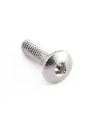 Akce Pro-Bolt hliníkový inbusový šroub s vypouklou hlavou o průměru 8 mm se závitem M4 x 0,50 mm a délkou závitu 12 mm, barva stříbrná