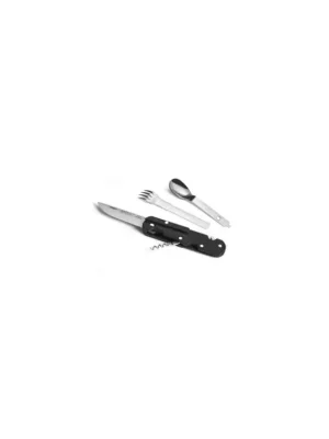 Sleva BIVOUAC CAMP KNIFE BLACK HANDLE - TEXTILE POUCH - FORK and SPOON